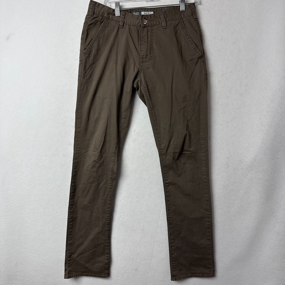 BKE Alec Casuals Mens Brown Chino Pants Flat Front Straight Leg 29x32